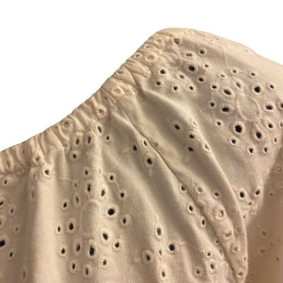J. Jill White Eyelet Boho Prairie Top with 3/4 Sleeves Size Large - Picture 5 of 13
